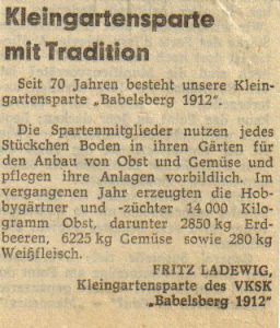 Zeitungsnotiz zum 70.(1982)